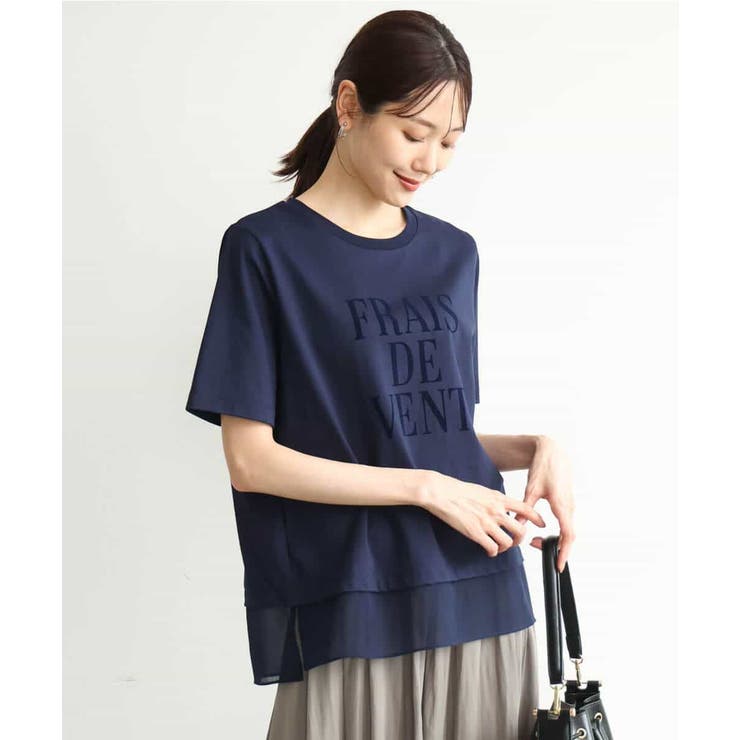 [洗える]シフォン切替えフロッキーロゴTシャツ | MK MICHEL KLEIN | 詳細画像6 