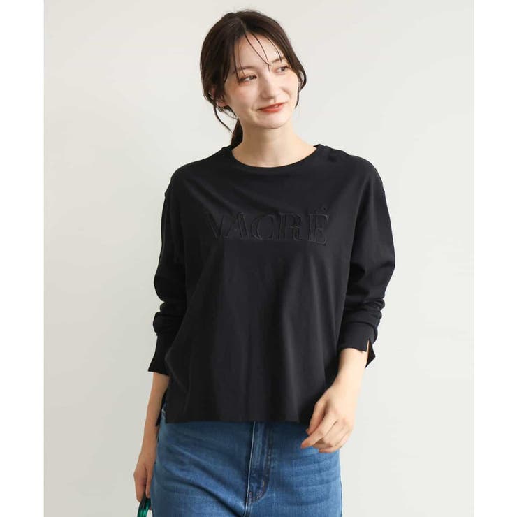ブラック | [洗える]レース刺繍ロゴロンT | MK MICHEL KLEIN