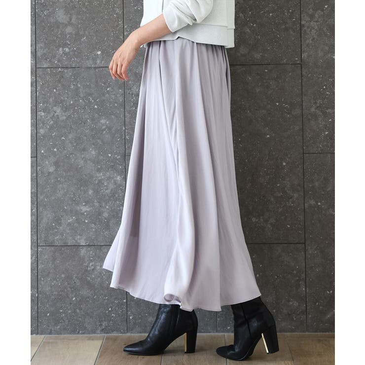 ライトグレー | 起毛サテンガウチョパンツ/洗える | MK MICHEL KLEIN