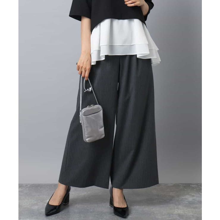 ストレートワイドパンツ(ストライプ・無地)/洗える | MK MICHEL KLEIN | 詳細画像1 