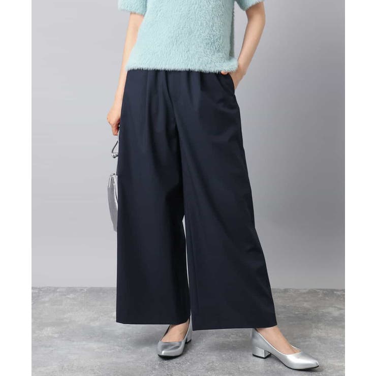 ネイビー（無地） | ストレートワイドパンツ(ストライプ・無地)/洗える | MK MICHEL KLEIN