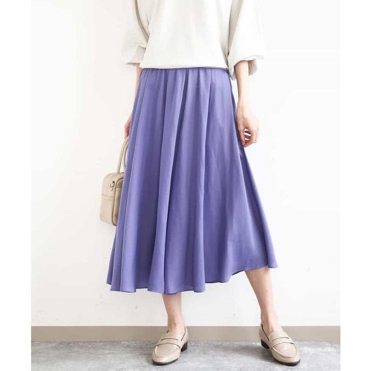 パープル | サテンガウチョパンツ/接触冷感/UVカット/洗える | MK MICHEL KLEIN