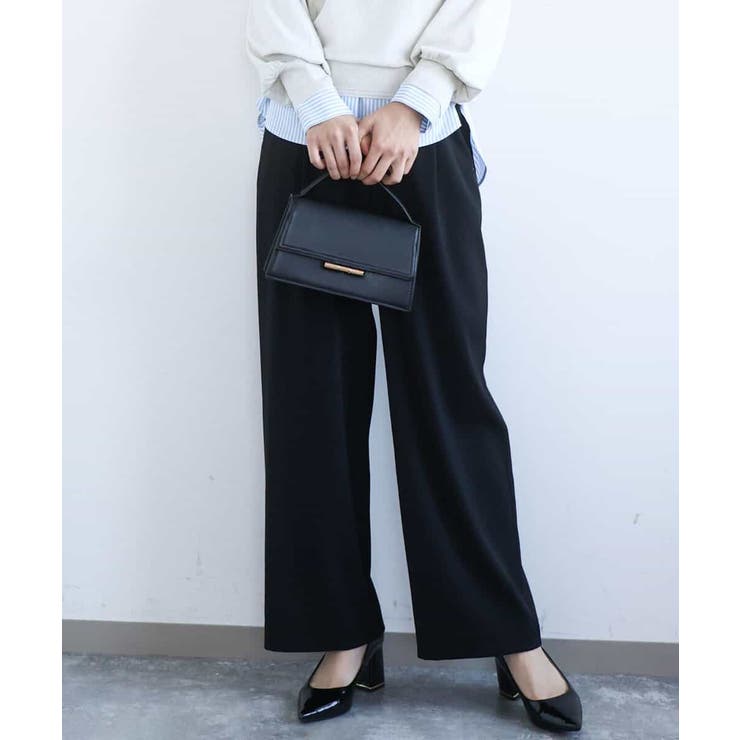 ブラック | TRストレッチワイドパンツ/洗える | MK MICHEL KLEIN