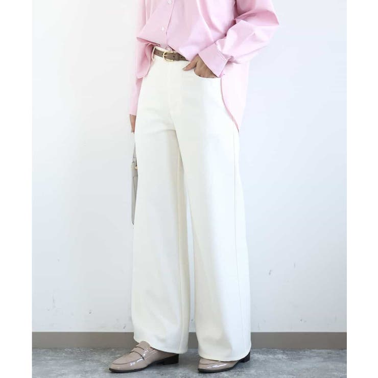 アイボリー | デニムライク ストレートワイドパンツ/洗える | MK MICHEL KLEIN