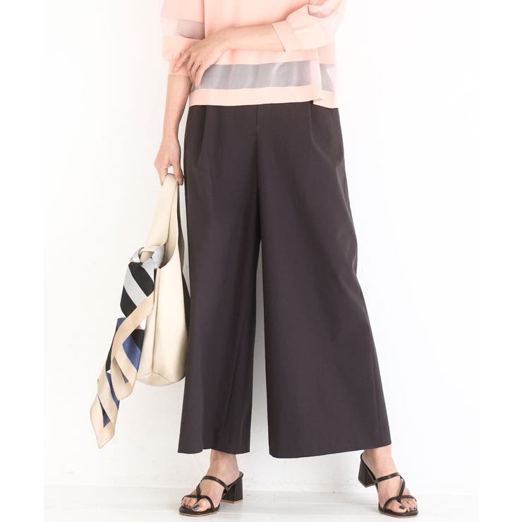 ブラウン | ストレッチツイル プルオンワイドパンツ/撥水/洗える | MK MICHEL KLEIN