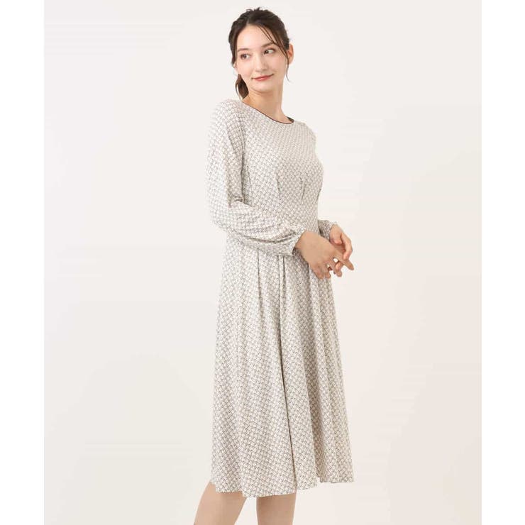 タックデザイン幾何柄ワンピース/洗える | MK MICHEL KLEIN | 詳細画像12 