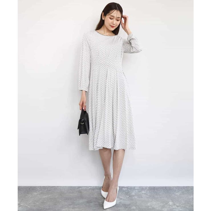 タックデザイン幾何柄ワンピース/洗える | MK MICHEL KLEIN | 詳細画像5 