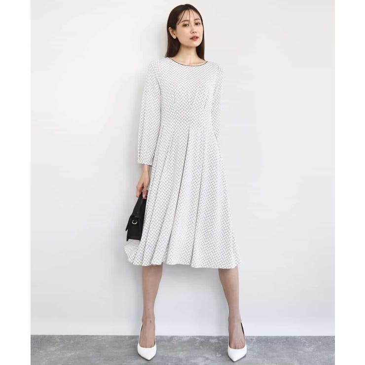 タックデザイン幾何柄ワンピース/洗える | MK MICHEL KLEIN | 詳細画像8 