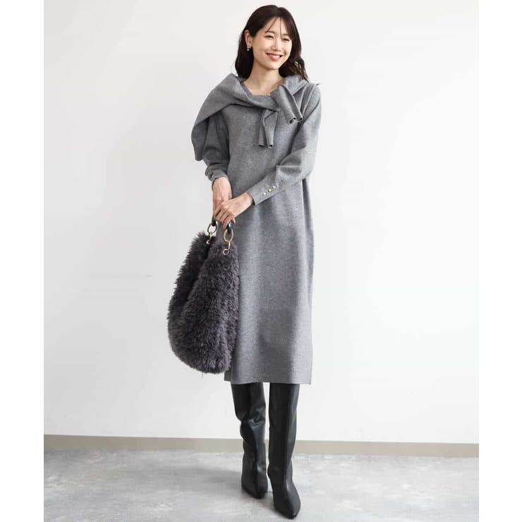 【極美品】MARK&LONA ニットワンピース Mサイズ 26年モデル 現行 洗える]Vネックニットワンピース[品番：ITKW0026019]｜MK MICHEL KLEIN