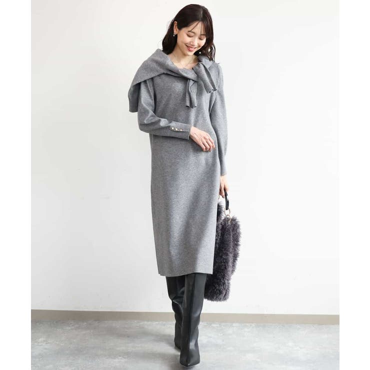 洗える]Vネックニットワンピース[品番：ITKW0026019]｜MK MICHEL KLEIN