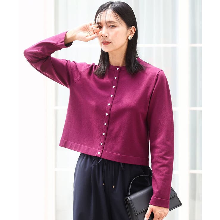 ドット釦コンパクトニットカーディガン/洗える | MK MICHEL KLEIN | 詳細画像1 