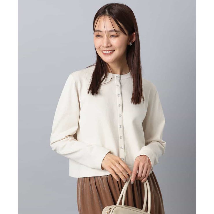 アイボリー | ドット釦コンパクトニットカーディガン/洗える | MK MICHEL KLEIN