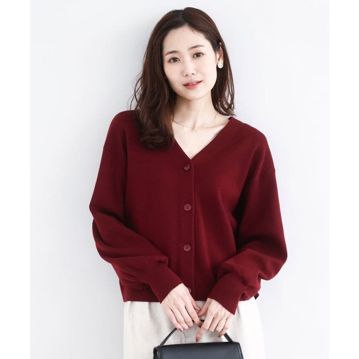 スムース編みVネックニットカーディガン/洗える | MK MICHEL KLEIN | 詳細画像1 