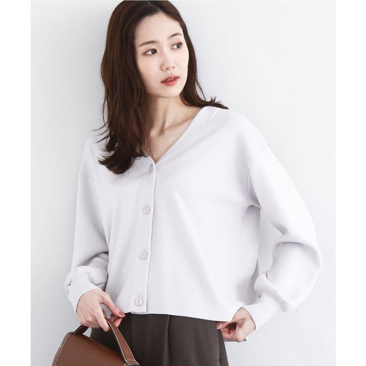 ライトグレー | スムース編みVネックニットカーディガン/洗える | MK MICHEL KLEIN