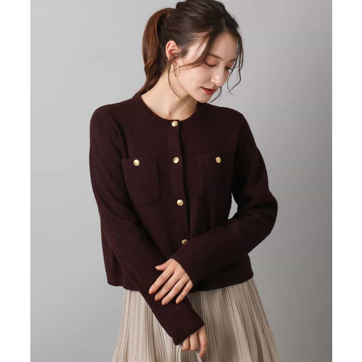 ブラウン | ミニブークレーカーディガン/洗える | MK MICHEL KLEIN