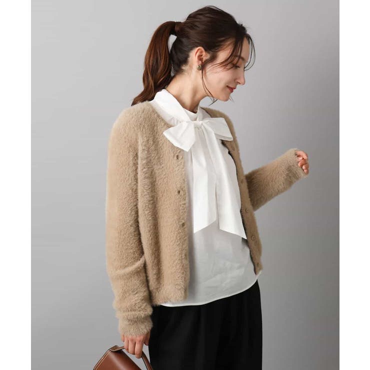 ベージュ | フェザーニットカーディガン/洗える | MK MICHEL KLEIN