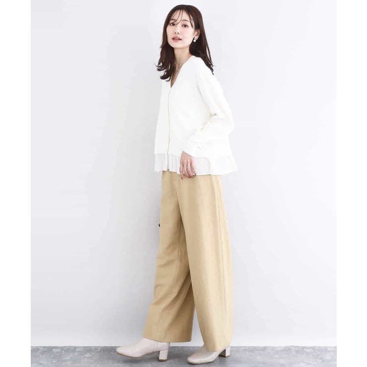 ペプラムデザインVネックニットカーディガン/洗える | MK MICHEL KLEIN | 詳細画像4 