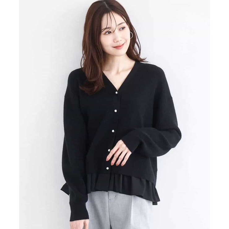 ペプラムデザインVネックニットカーディガン/洗える | MK MICHEL KLEIN | 詳細画像9 