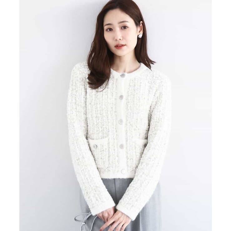 アイボリー | ツイードニットジャケット/洗える | MK MICHEL KLEIN