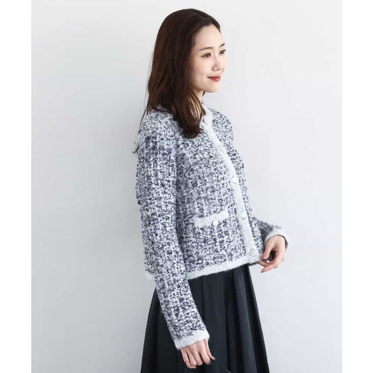 グレー | ツイードニットジャケット/洗える | MK MICHEL KLEIN