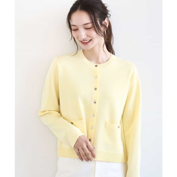 ライトイエロー | ジャケットライクニットカーディガン/洗える | MK MICHEL KLEIN