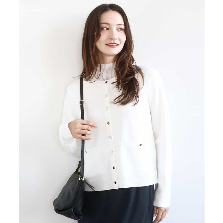 ホワイト | ジャケットライクニットカーディガン/洗える | MK MICHEL KLEIN