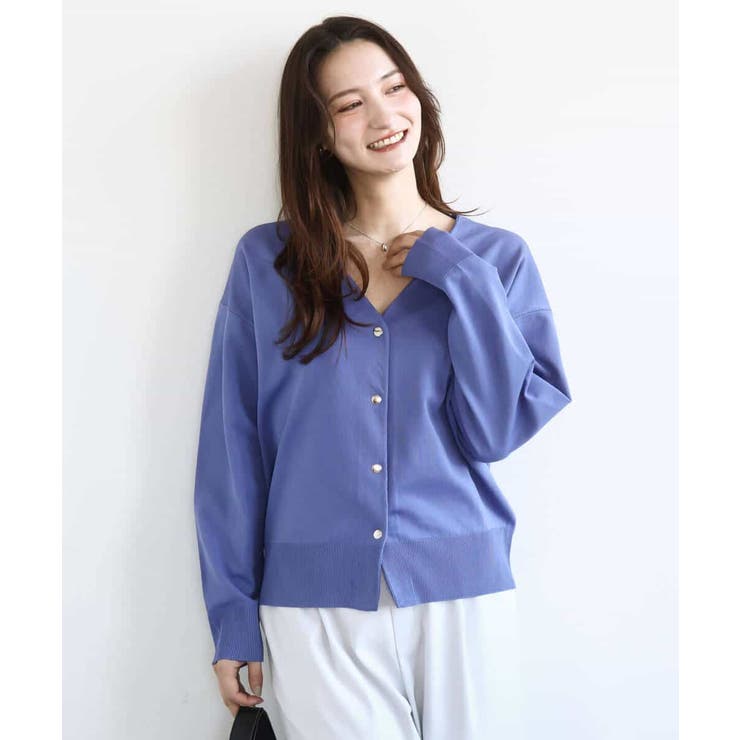 ドット釦Vネックカーディガン(無地・ボーダー)/洗える | MK MICHEL KLEIN | 詳細画像11 