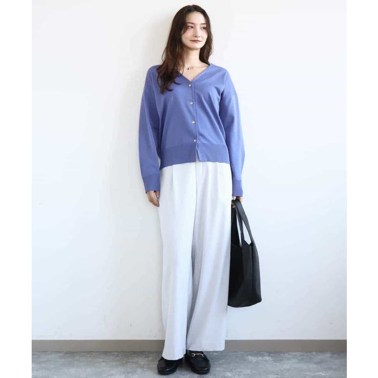 ドット釦Vネックカーディガン(無地・ボーダー)/洗える | MK MICHEL KLEIN | 詳細画像12 