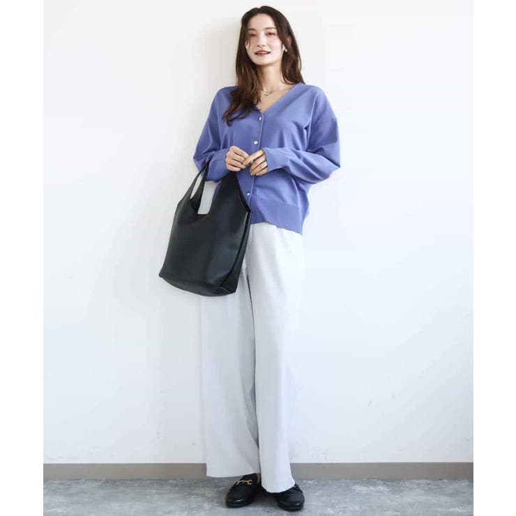 ドット釦Vネックカーディガン(無地・ボーダー)/洗える | MK MICHEL KLEIN | 詳細画像13 