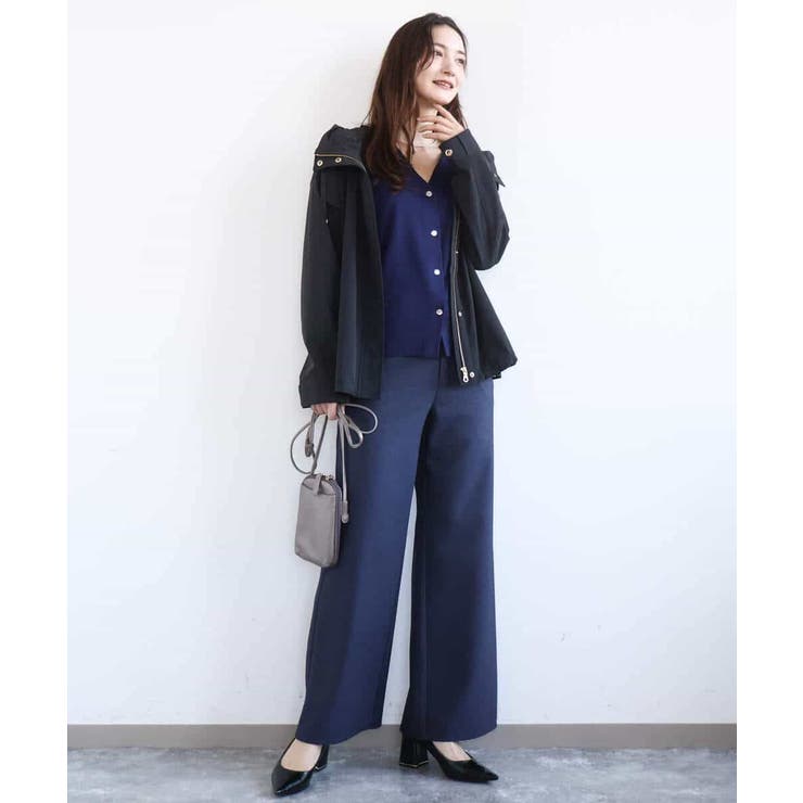 ドット釦Vネックカーディガン(無地・ボーダー)/洗える | MK MICHEL KLEIN | 詳細画像2 