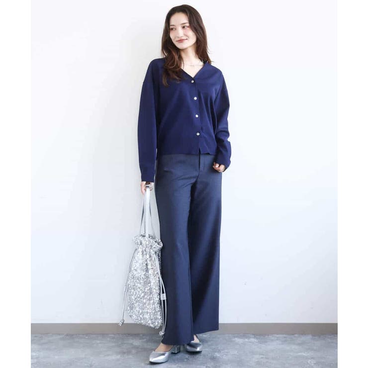 ドット釦Vネックカーディガン(無地・ボーダー)/洗える | MK MICHEL KLEIN | 詳細画像30 