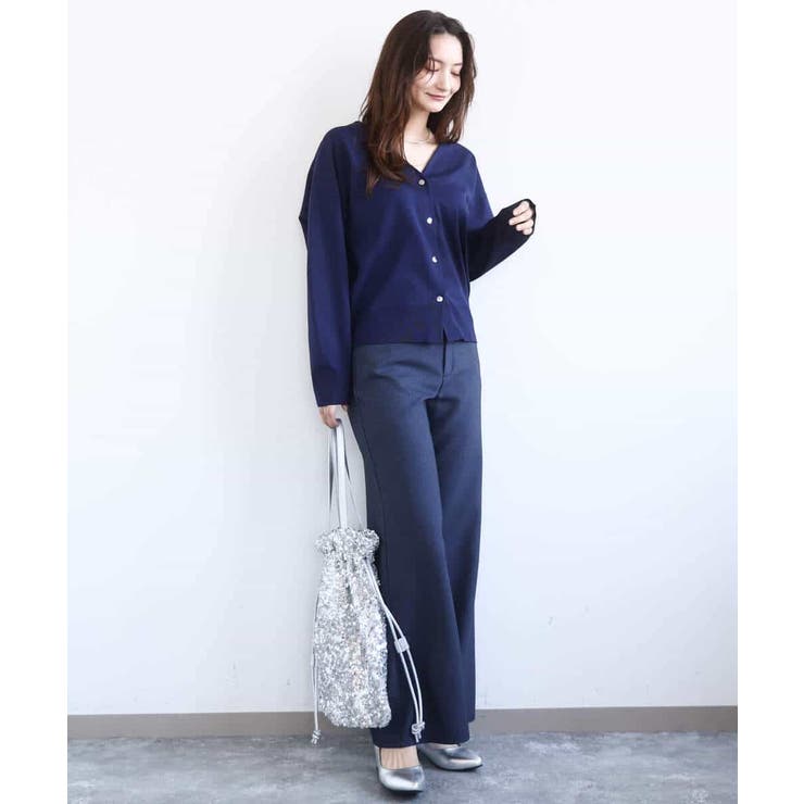 ドット釦Vネックカーディガン(無地・ボーダー)/洗える | MK MICHEL KLEIN | 詳細画像32 