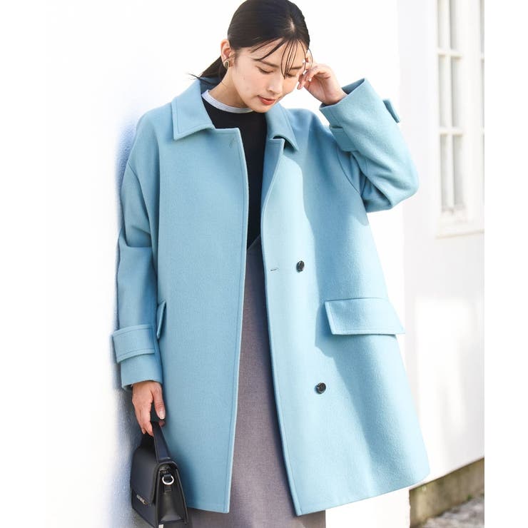 SUPER100'sウール スタンドカラーミドルコート | MK MICHEL KLEIN | 詳細画像1 