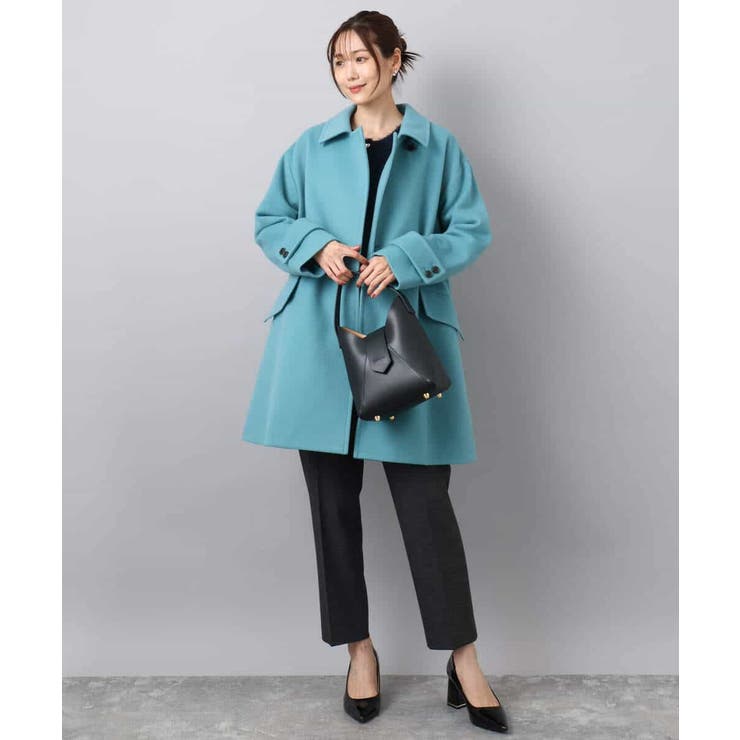 SUPER100'sウール スタンドカラーミドルコート | MK MICHEL KLEIN | 詳細画像12 