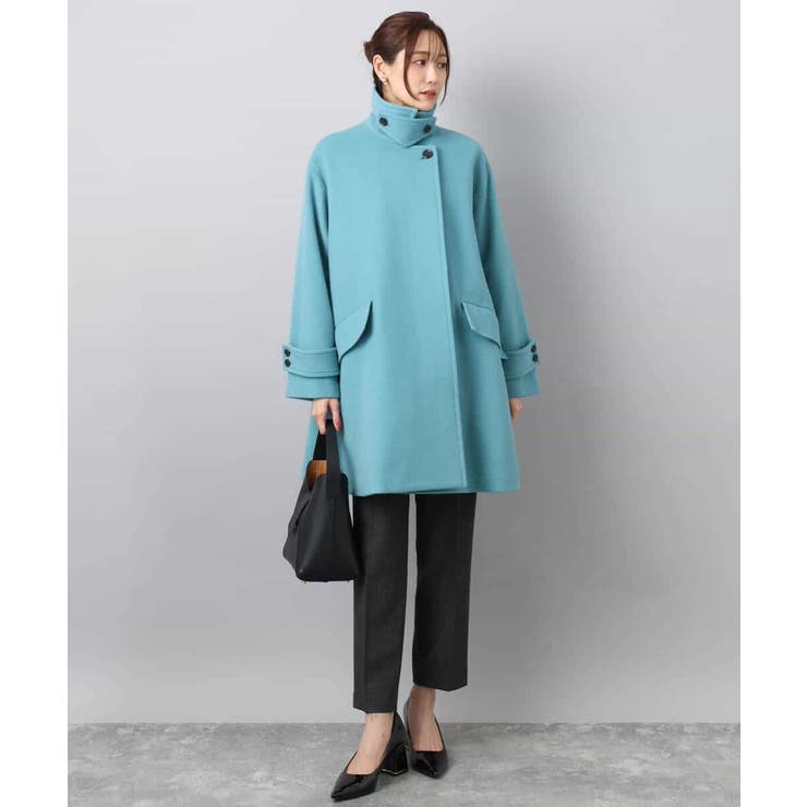 SUPER100'sウール スタンドカラーミドルコート | MK MICHEL KLEIN | 詳細画像14 