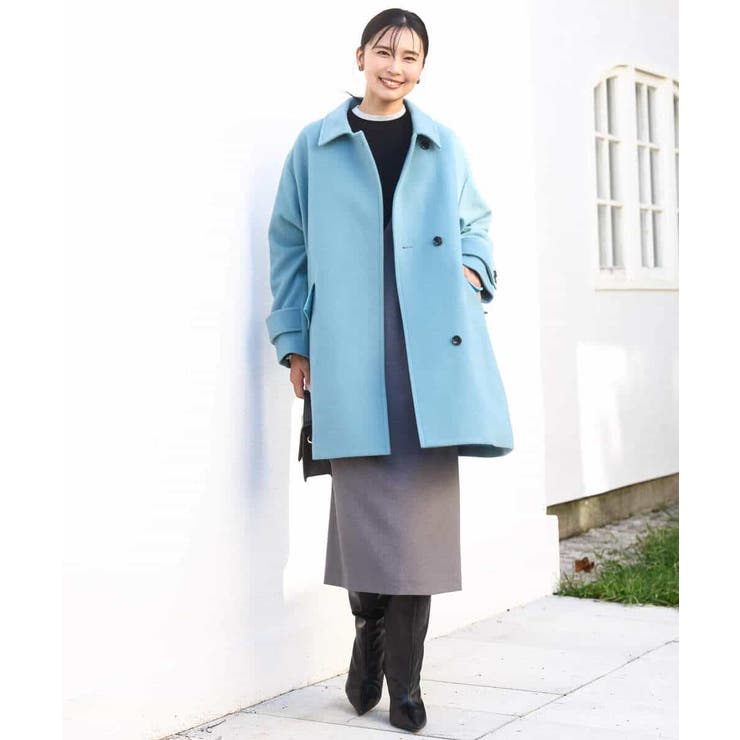 SUPER100'sウール スタンドカラーミドルコート | MK MICHEL KLEIN | 詳細画像19 