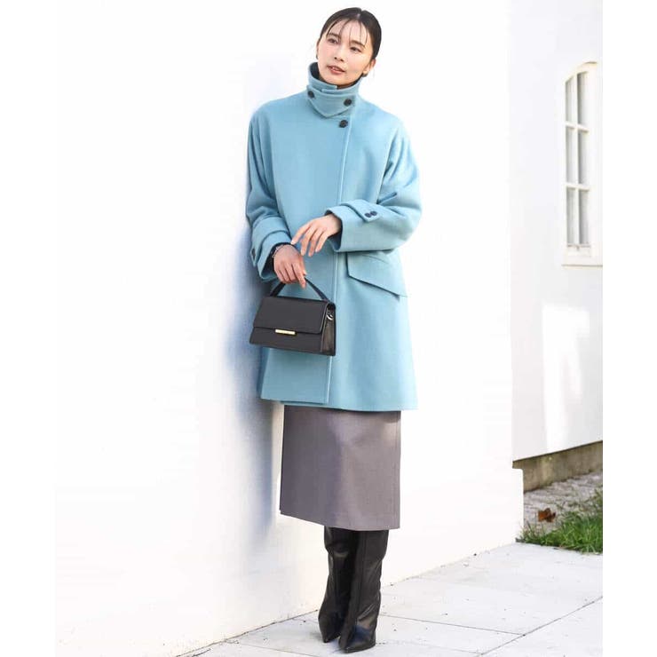 SUPER100'sウール スタンドカラーミドルコート | MK MICHEL KLEIN | 詳細画像20 