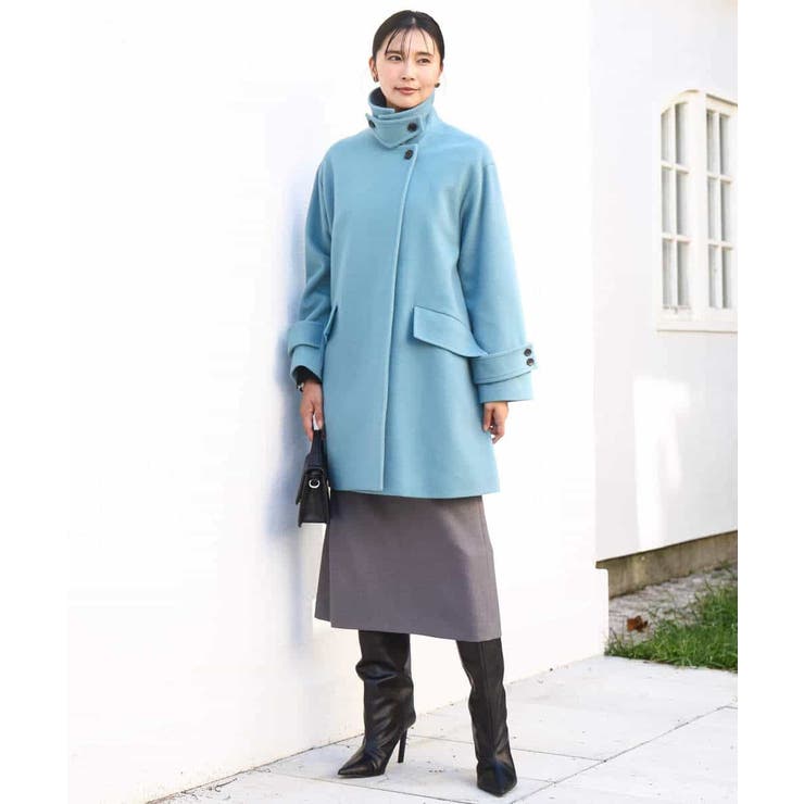 SUPER100'sウール スタンドカラーミドルコート | MK MICHEL KLEIN | 詳細画像21 