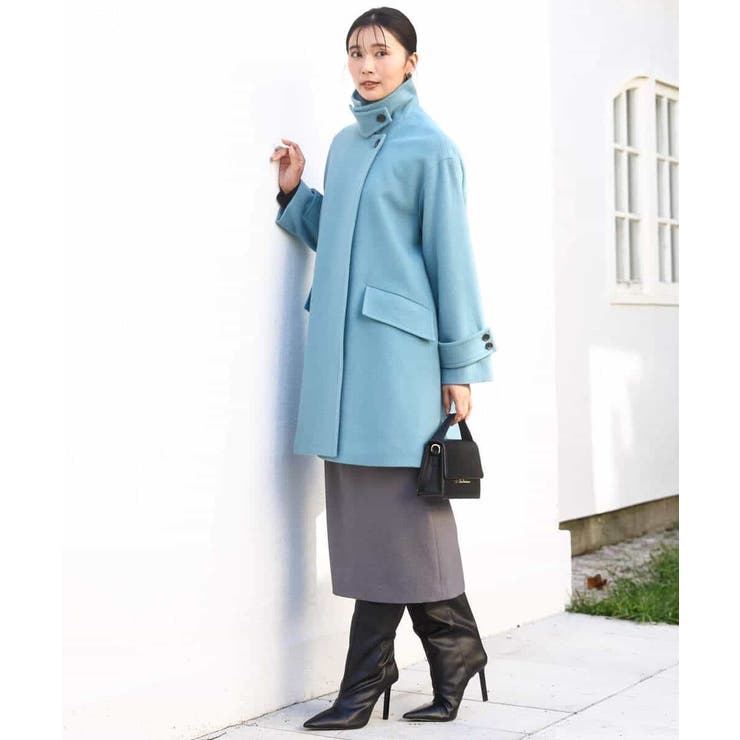 SUPER100'sウール スタンドカラーミドルコート | MK MICHEL KLEIN | 詳細画像22 