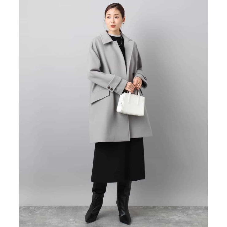 SUPER100'sウール スタンドカラーミドルコート | MK MICHEL KLEIN | 詳細画像4 