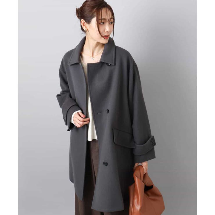 SUPER100'sウール スタンドカラーミドルコート | MK MICHEL KLEIN | 詳細画像6 