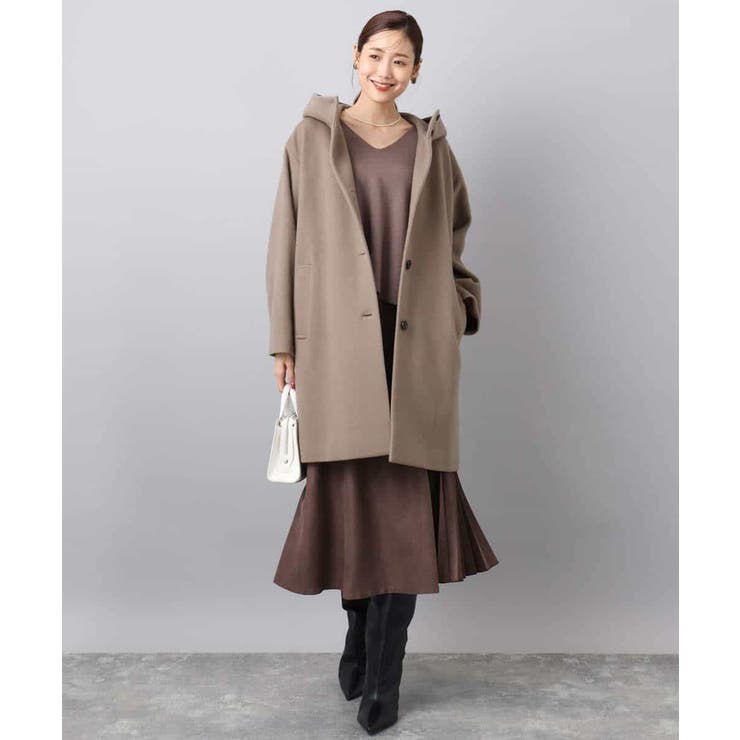 SUPER100'sウール フーデットミドルコート | MK MICHEL KLEIN | 詳細画像26 