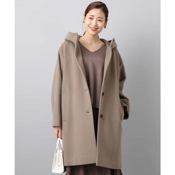 モカ | SUPER100'sウール フーデットミドルコート | MK MICHEL KLEIN