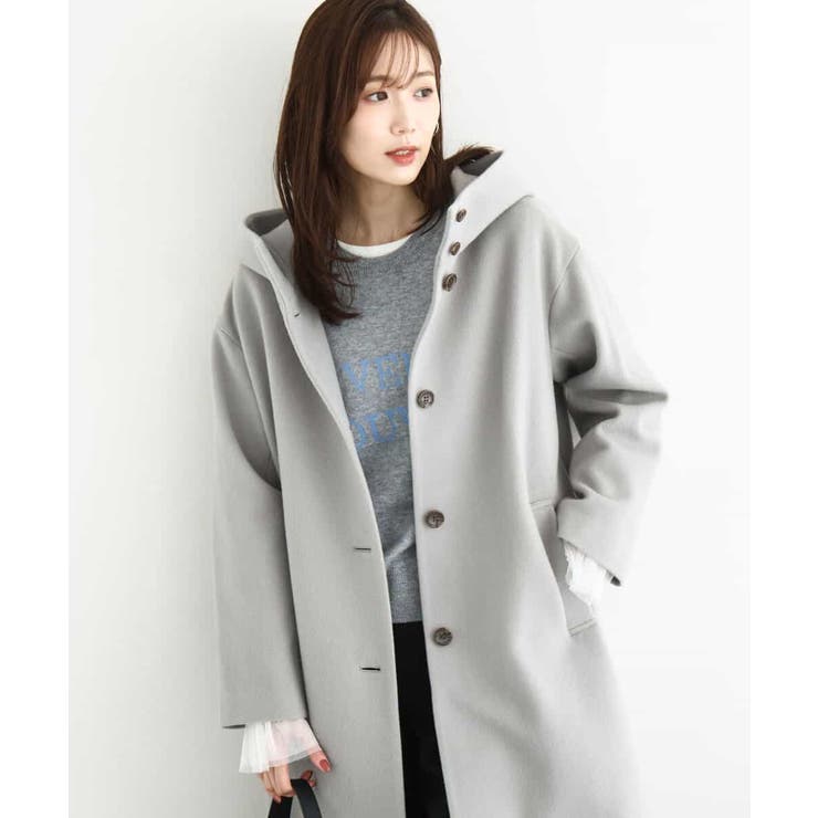 ライトグレー | SUPER100'sウール フーデットミドルコート | MK MICHEL KLEIN