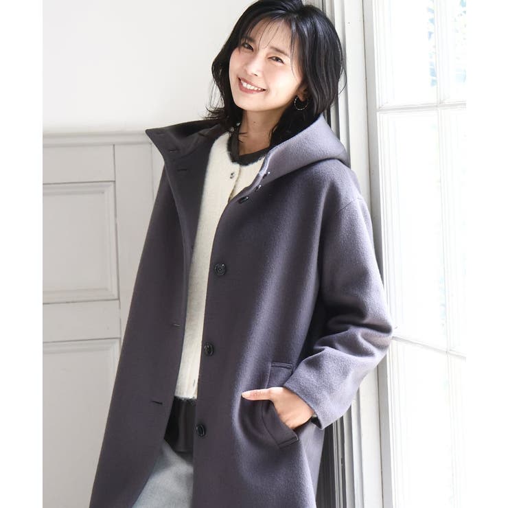 ダークグレー | SUPER100'sウール フーデットミドルコート | MK MICHEL KLEIN