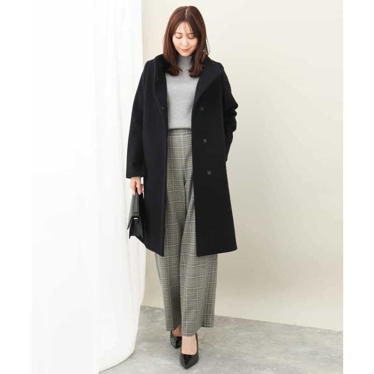 SUPER100sウール スタンドカラーロングコート | MK MICHEL KLEIN | 詳細画像11 