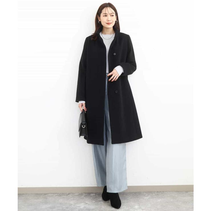 SUPER100sウール スタンドカラーロングコート | MK MICHEL KLEIN | 詳細画像12 