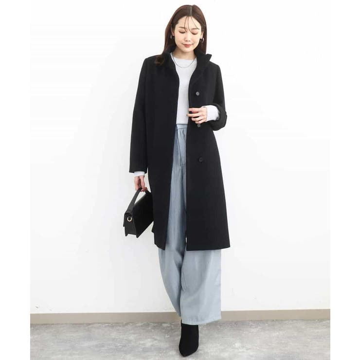 SUPER100sウール スタンドカラーロングコート | MK MICHEL KLEIN | 詳細画像14 