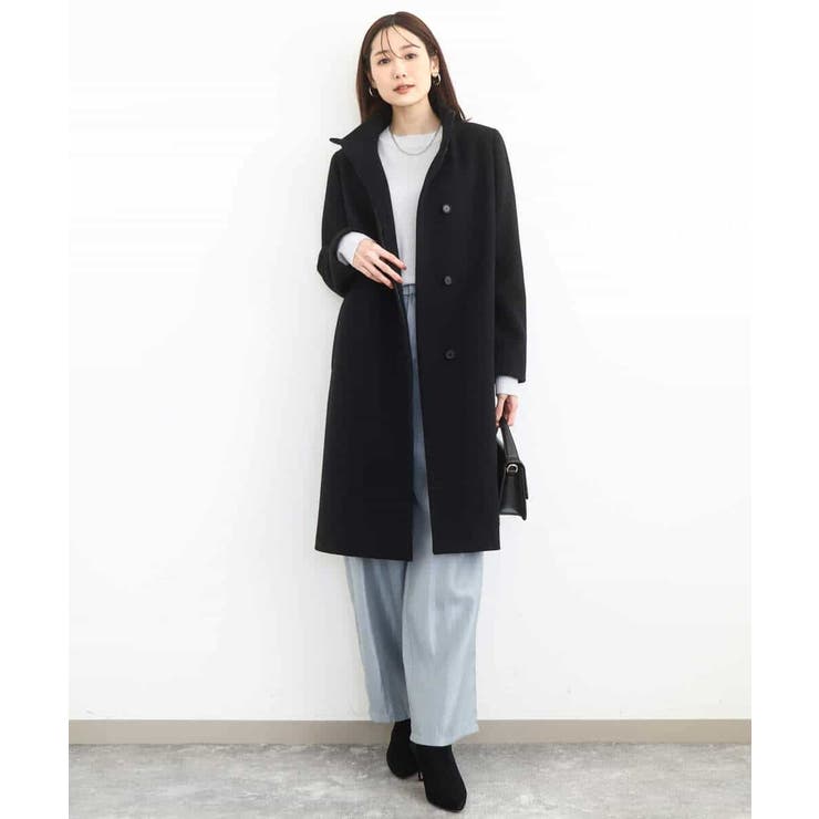 SUPER100sウール スタンドカラーロングコート | MK MICHEL KLEIN | 詳細画像15 