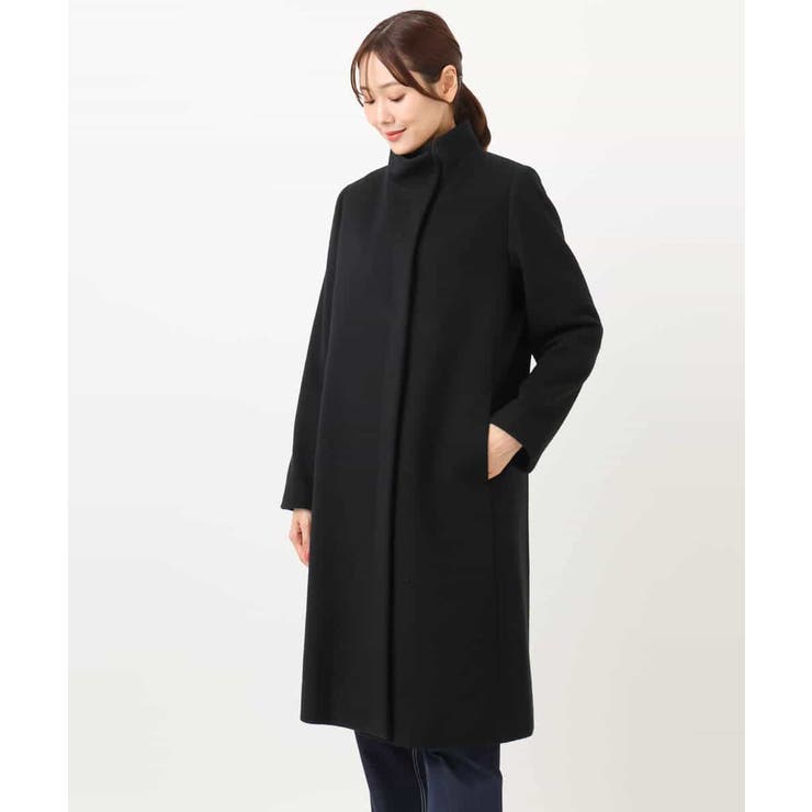 SUPER100sウール スタンドカラーロングコート | MK MICHEL KLEIN | 詳細画像16 